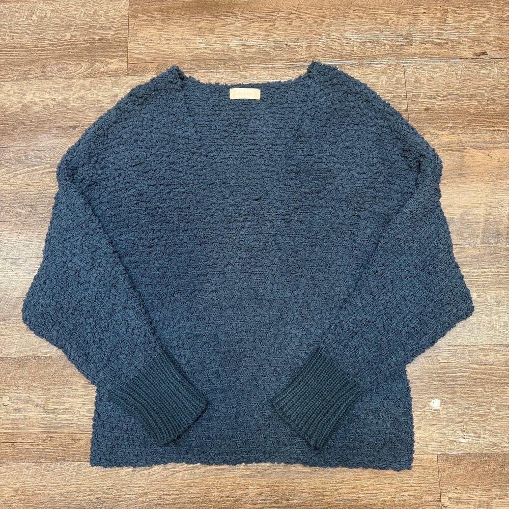 ALTAR’D STATE Slate Blue V-Neck Bouclé Knit Oversized Sweater Small S